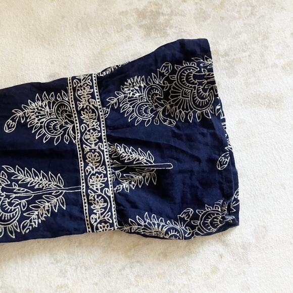 Anokhi Koki Girls Size 4-5 Dress 100% Cotton 3/4 Sleeve Dark Blue Paisley - Picture 7 of 11